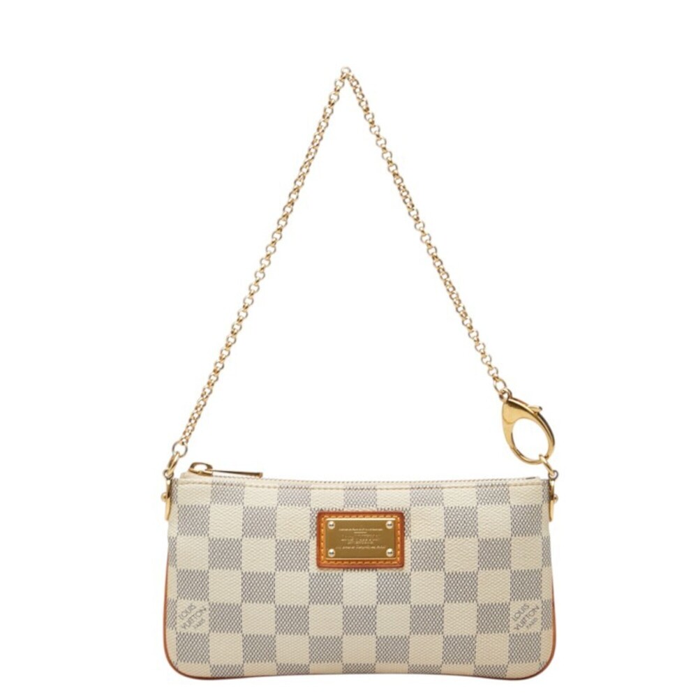 Louis Vuitton Damier Azur Pochette Mira MM Handbag N60027 White Leather Women...